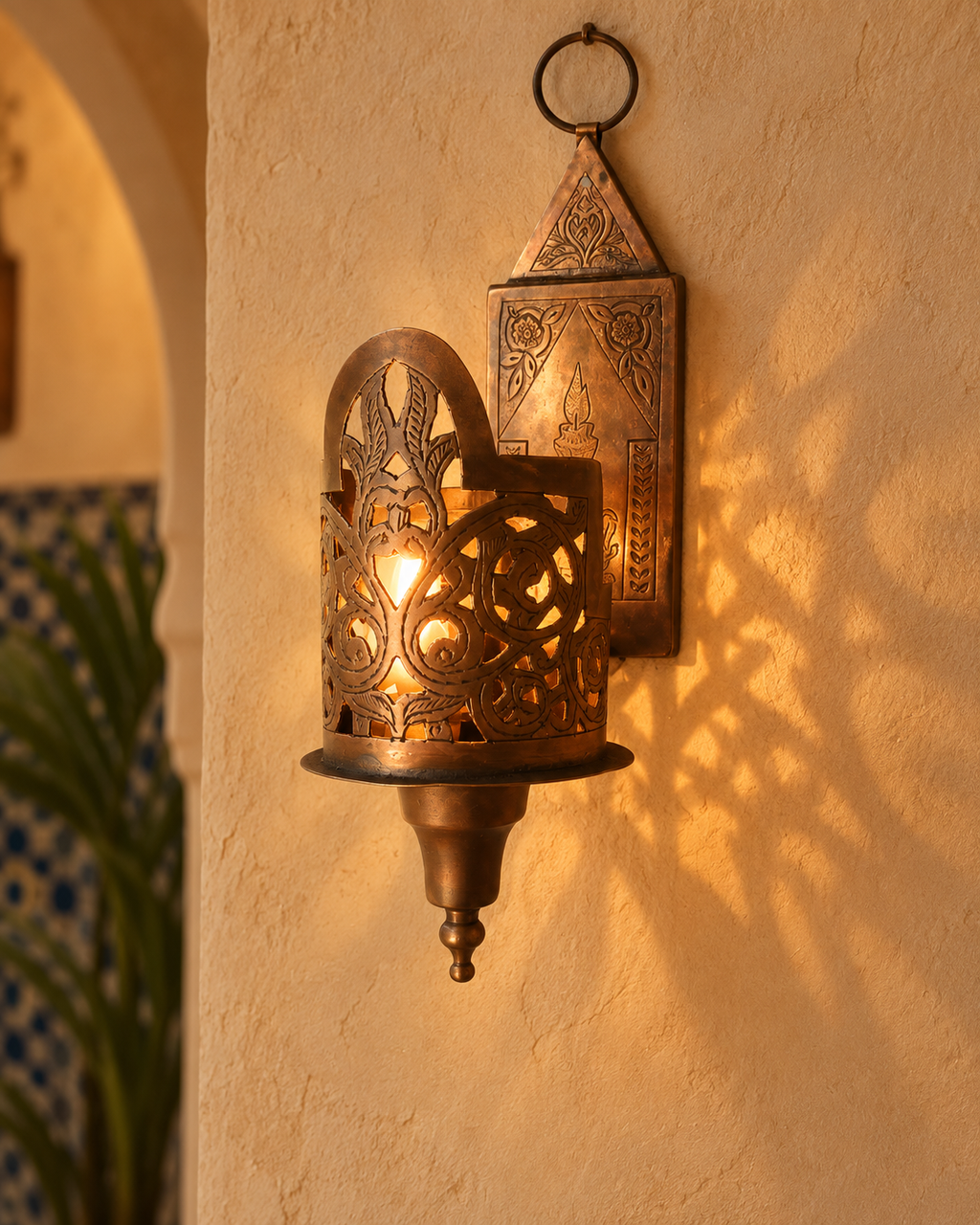 Applique murale artisanale en cuivre de Fès – Personnalisable 25 × 15 cm
