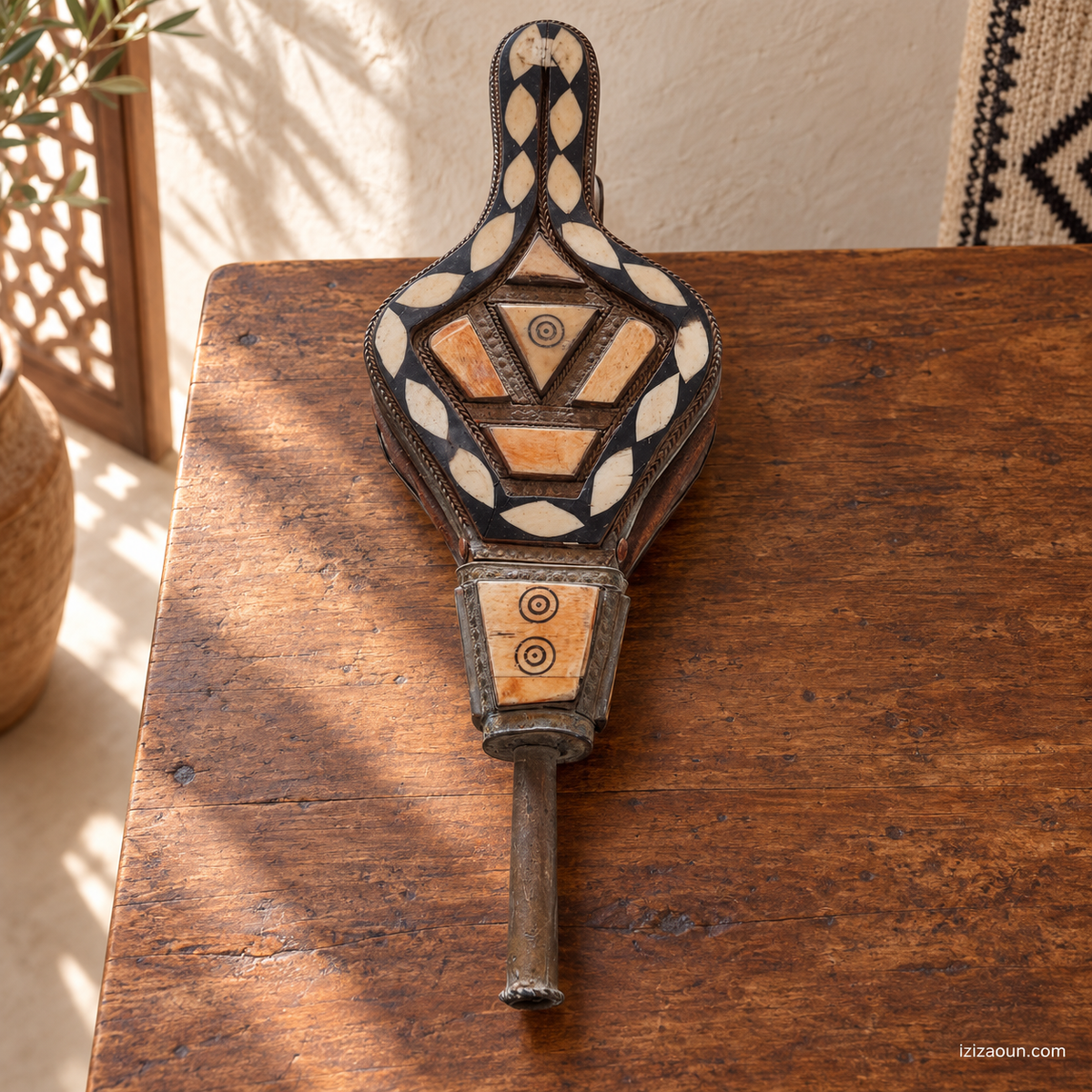 Ancien soufflet de cheminée décoratif 34 × 13 cm | IZIZAOUN