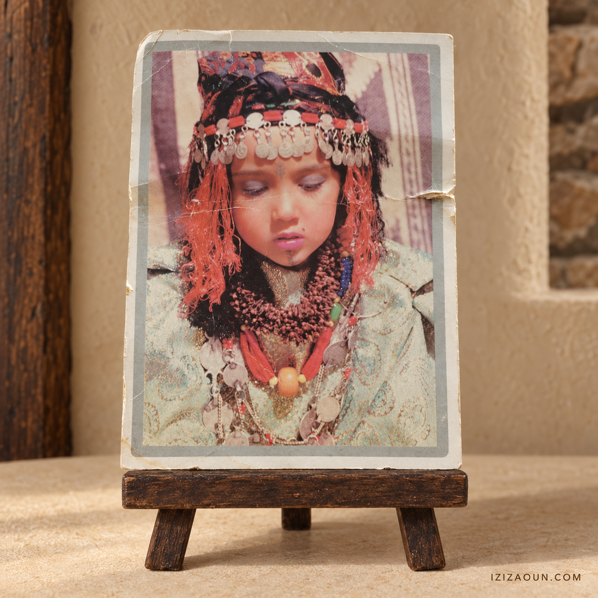 Carte postale marocaine vintage – Portrait traditionnel – 1982