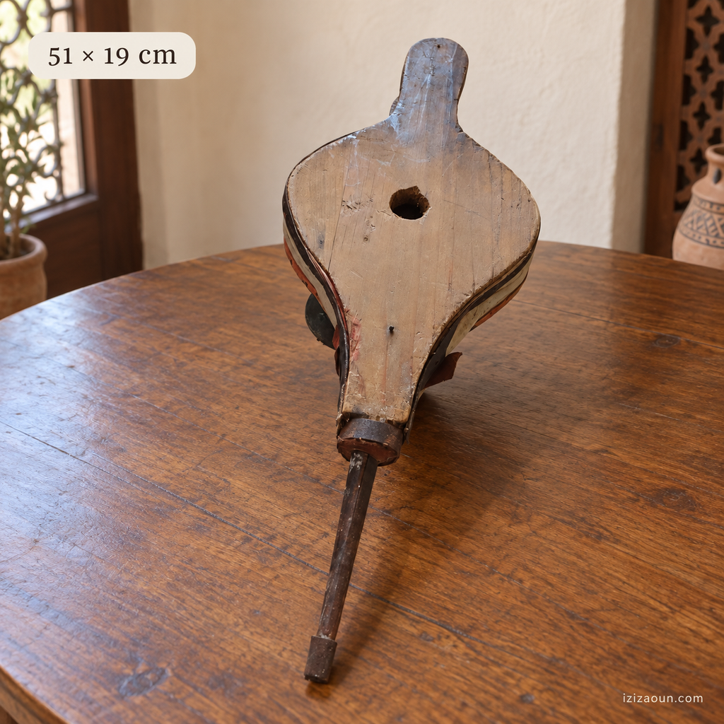 Ancien soufflet de cheminée décoratif en bois et métal – Pièce unique 51 × 19 cm