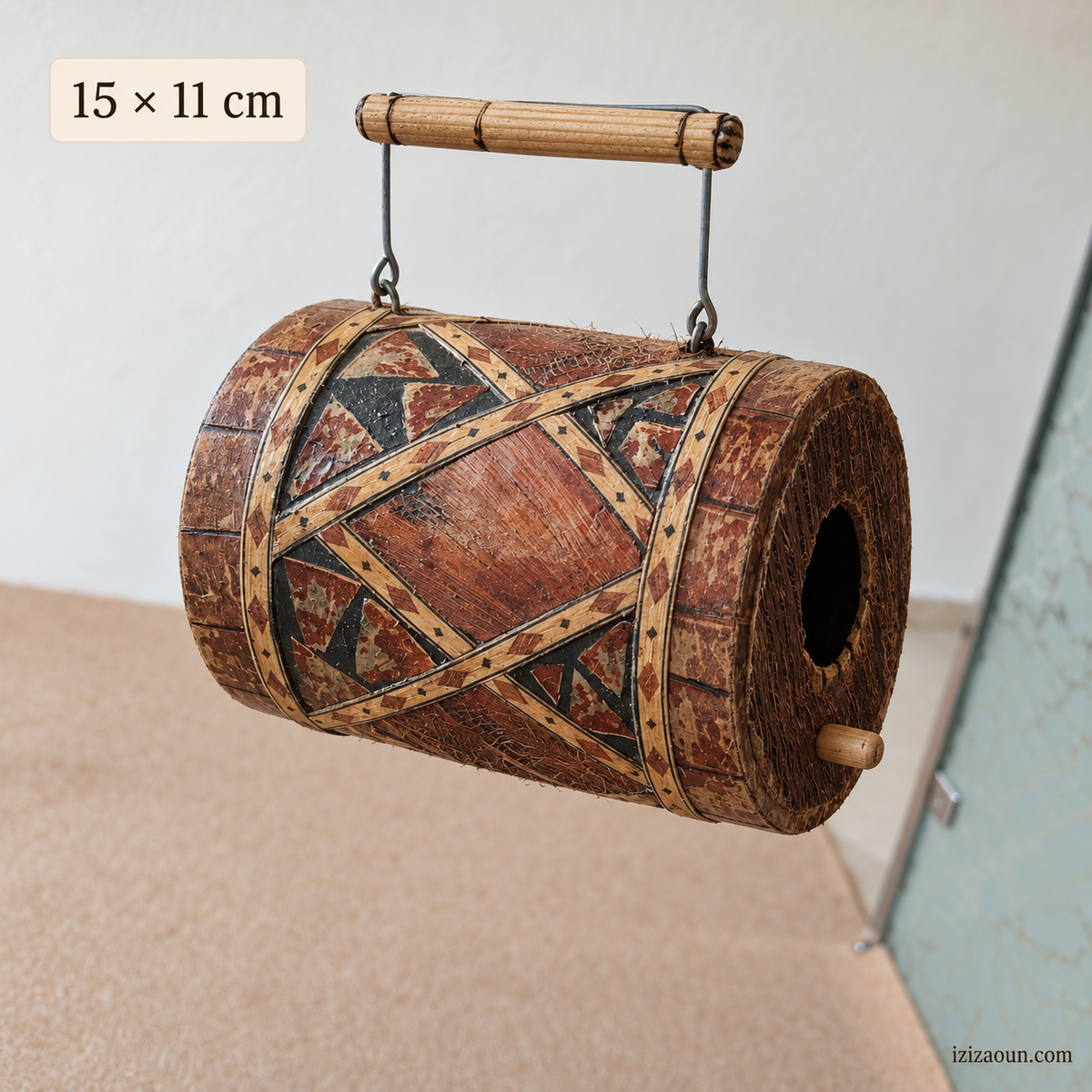 Nichoir artisanal cylindrique personnalisable – Vente en gros 15 × 11 cm