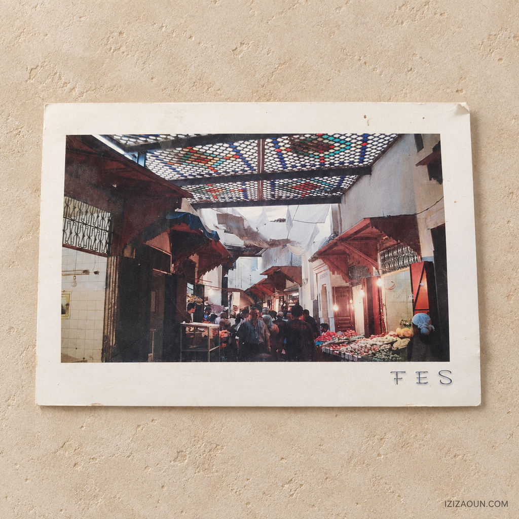 Carte postale ancienne de Fès – Marché de Rcif