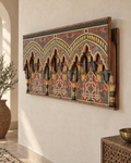 Panneau mural ancien peint à la main – Pièce unique 80 × 47 × 7 cm